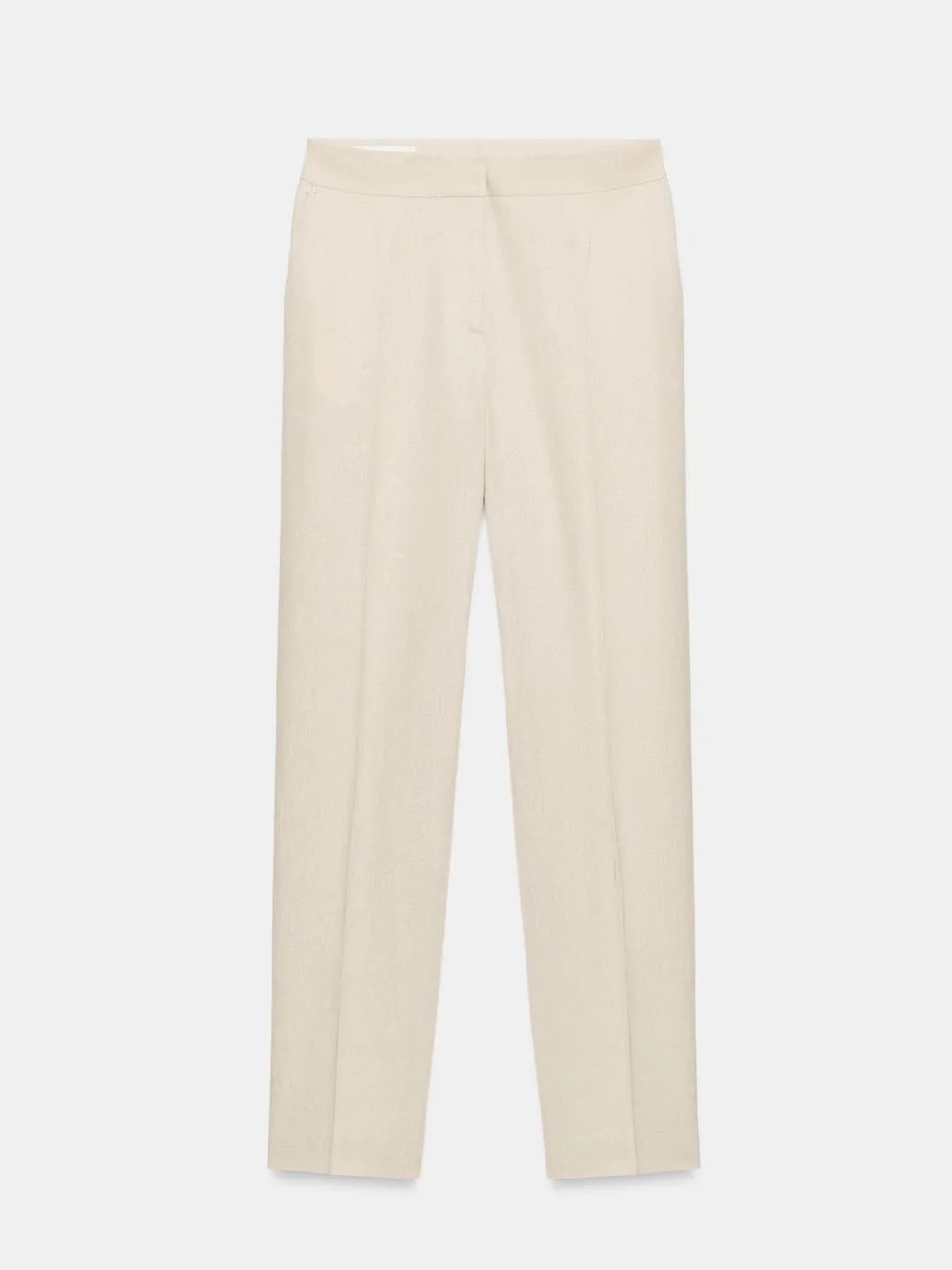 Zara SLIM FIT Cream Straight-Leg Linen Blend Trousers